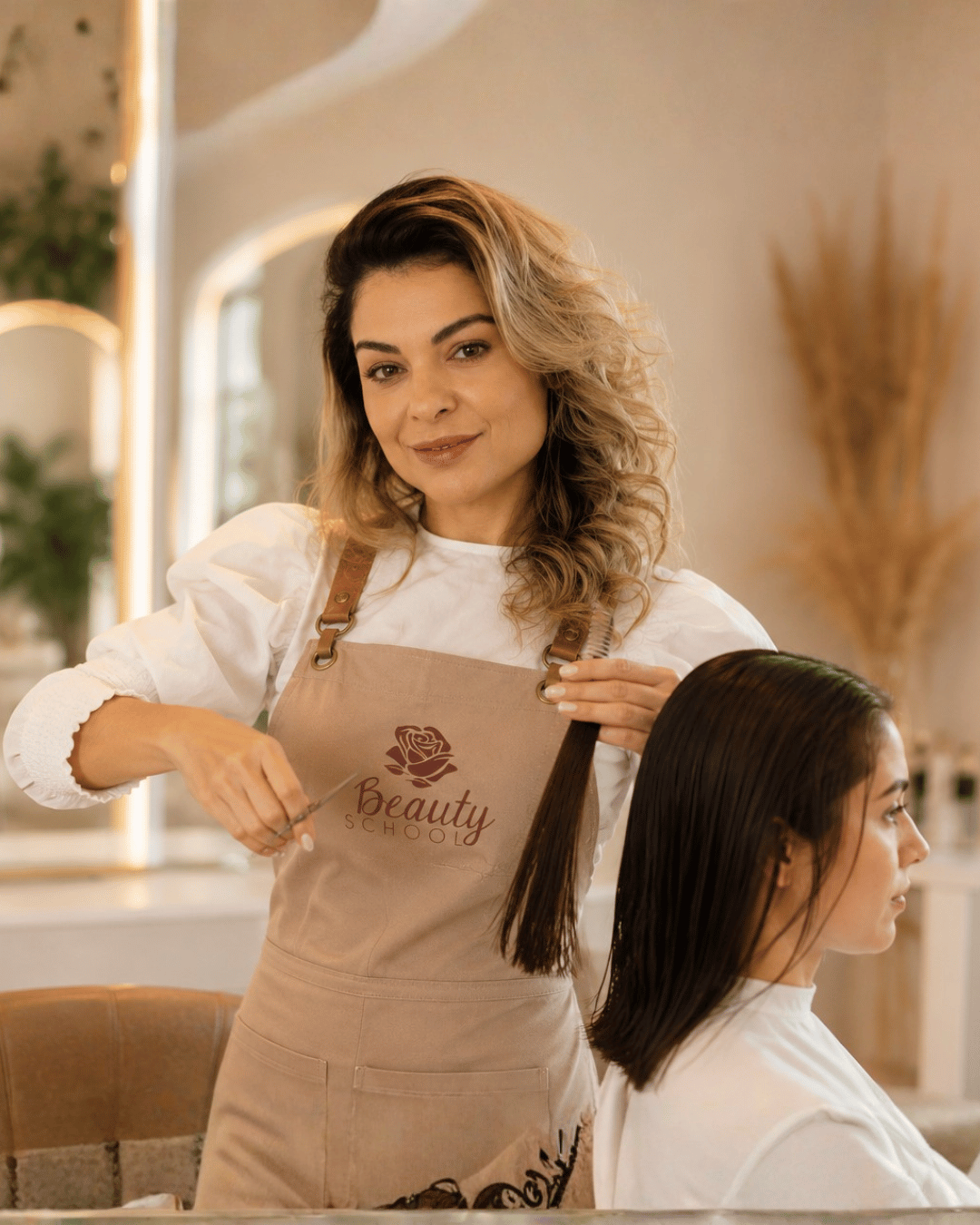 Wellen, fundadora da Beauty School, atendendo uma aluna